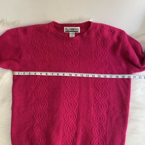 Vintage SK & Company Pink Lambswool & Angora Rabbit Hair Blend Sweater Sz Medium - Picture 5 of 8
